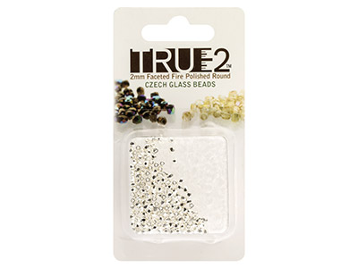 True2 2mm Czech Fire Polished      Beads, Crystal 999 Fine Silver     Plate, 2g Pack - Standard Image - 2