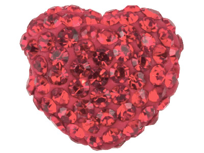 Shamballa Red Crystal 14mm Heart Bead, Pack Of 1