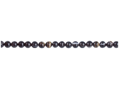 Black Agate With White Stripe Semi Precious Round Beads 4mm, 1640cm Strand