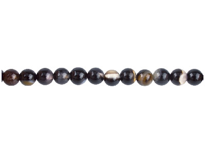 Black Agate With White Stripe Semi Precious Round Beads 6mm, 16