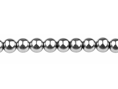 Electroplated Hematite Semi        Precious Round Beads, Sil, 8mm,    15-15.5 Strand