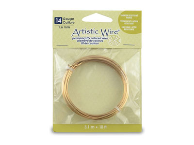 Beadalon Artistic Wire 14 Gauge    Tarnish Resistant Brass 1.6mm X    3.1m