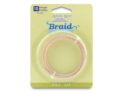 Beadalon Artistic Wire 10 Gauge    Round Braid Rose Gold Colour 2.6mm X 0.76m