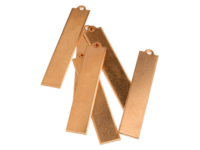 Copper Blanks Long Rectangle Tag   Pack of 6 40mm X 8mm