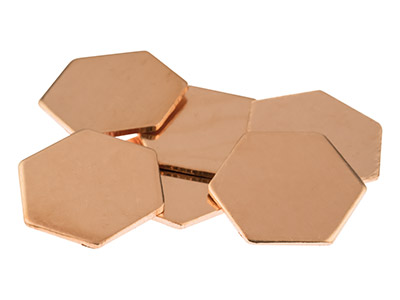 Copper Blanks Hexagon Pack of 6,   18mm X 20mm