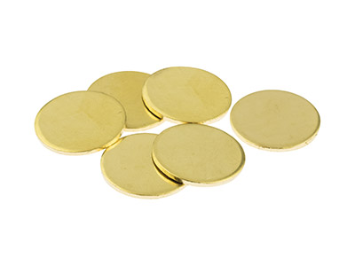 Brass Discs Round Pack of 6, 15mm