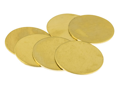 Brass Discs Round Pack of 6, 25mm - Standard Image - 1