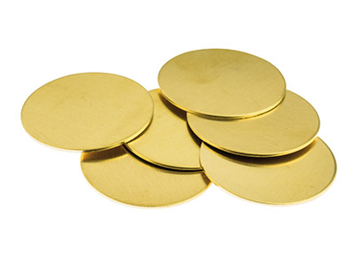 Brass Discs Round Pack of 6, 31.7mm