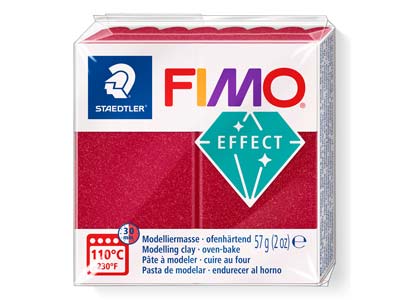 Fimo Effect Metallic Ruby Red 56g Polymer Clay Block, Fimo Colour Reference 28
