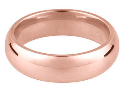 18ct Red Gold Court Wedding Ring   5.0mm, Size U, 8.1g Medium Weight, Hallmarked, Wall Thickness 1.90mm, 100 Recycled Gold