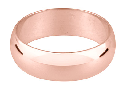 9ct Red Gold D Shape Wedding Ring  5.0mm, Size Q, 4.5g Medium Weight, Hallmarked, Wall Thickness 1.48mm, 100 Recycled Gold
