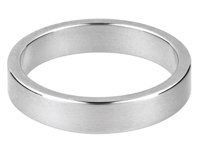 9ct White Gold Flat Wedding Ring   5.0mm, Size M, 4.2g Medium Weight, Hallmarked, Wall Thickness 1.17mm, 100 Recycled Gold