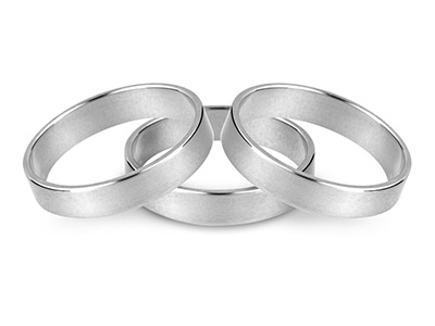 9ct White Gold Flat Wedding Ring   4.0mm, Size V, 5.1g Heavy Weight,  Hallmarked, Wall Thickness 1.45mm, 100% Recycled Gold - Standard Image - 2