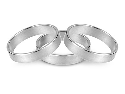 18ct White Gold Flat Wedding Ring  4.0mm, Size J, 5.9g Heavy Weight,  Hallmarked, Wall Thickness 1.62mm, 100% Recycled Gold - Standard Image - 2