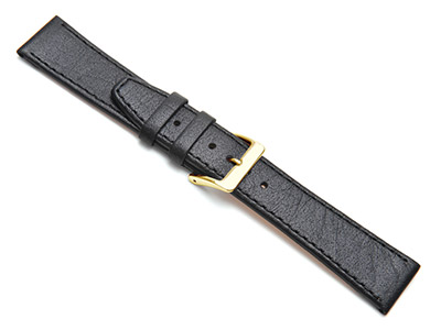 Black Buffalo Stitched Watch Strap 16mm Genuine Leather