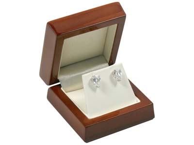 Wooden Stud Earring Box, Mahogany