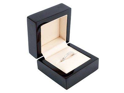 Wooden Ring Box, Black Colour - Standard Image - 1