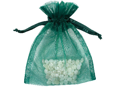 Pack Of Six Organza Bags, Green, 10 X 13.9cm