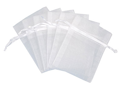 Organza Bags White 7.6cm X 10cm    Pack of 6 - Standard Image - 1