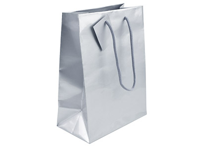 Silver Gloss Gift Bag, Small       Pack of 5 170x120x75mm - Standard Image - 1