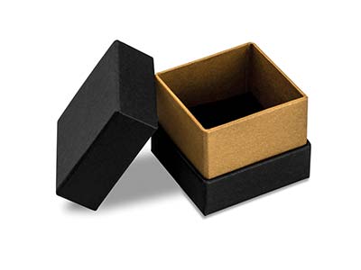 Black And Gold Metallic Ring Box - Standard Image - 1
