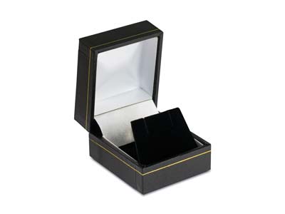 Black Leatherette Stud Earring Box - Standard Image - 1