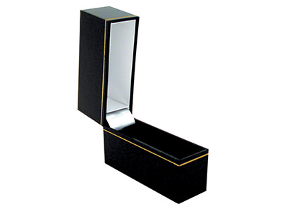 Black Leatherette Narrow Bangle Box - Standard Image - 1