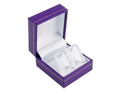 Purple Leatherette Stud Earring Box - Standard Image - 1