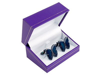Purple Leatherette Cufflink Box