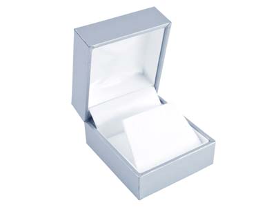 Silver Leatherette Stud Earring Box - Standard Image - 1