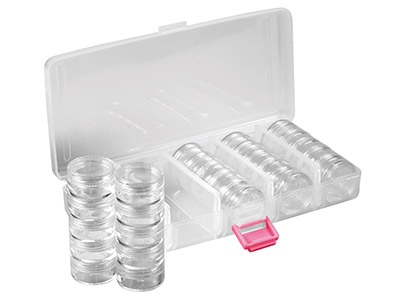 Set Of 25 Bead Storage Stack Jars  In A Clear Box - Standard Image - 3