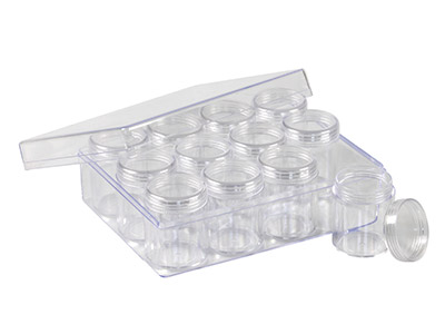 Clear Bead Storage Jar Set, 12     Large Jars In A Clear Box - Standard Image - 4