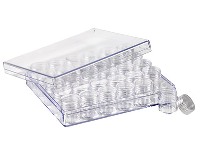 Clear Bead Storage Jar Set, 30 Mini Jars In A Clear Box - Standard Image - 4