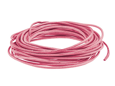 Pink Round Leather Cord, 2mm       Diameter, 3 X 1 Metre Length - Standard Image - 1