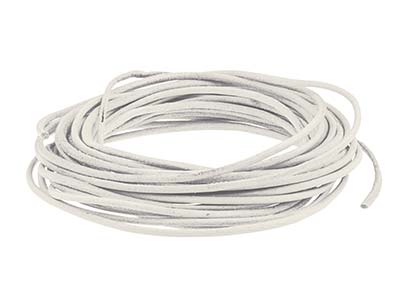 White Round Leather Cord, 2mm      Diameter, 3 X 1 Metre Lengths
