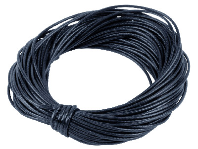 Waxed Beading Cord Black 1.5mm     Round X 10 Metres - Standard Image - 1