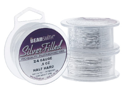 Beadsmith Silver Filled Wire 24     Gauge 25 Ft Half Hard Round 6 Fine Silver On Brass