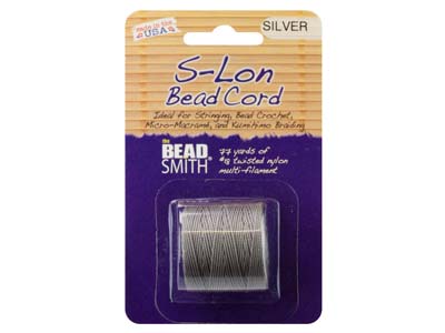 Beadsmith S-lon Bead Cord Silver   Tex 210 Gauge #18 70m - Standard Image - 2