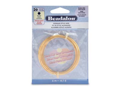 Beadalon German Style Wire, Round, Gold Colour, 20 Gauge, 0.81mm X 6m - Standard Image - 1