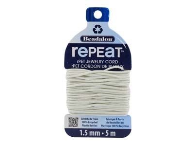 Beadalon rePEaT 100 Recycled      Braided Cord, 12 Strand, 1.5mm X   5m, Cloud