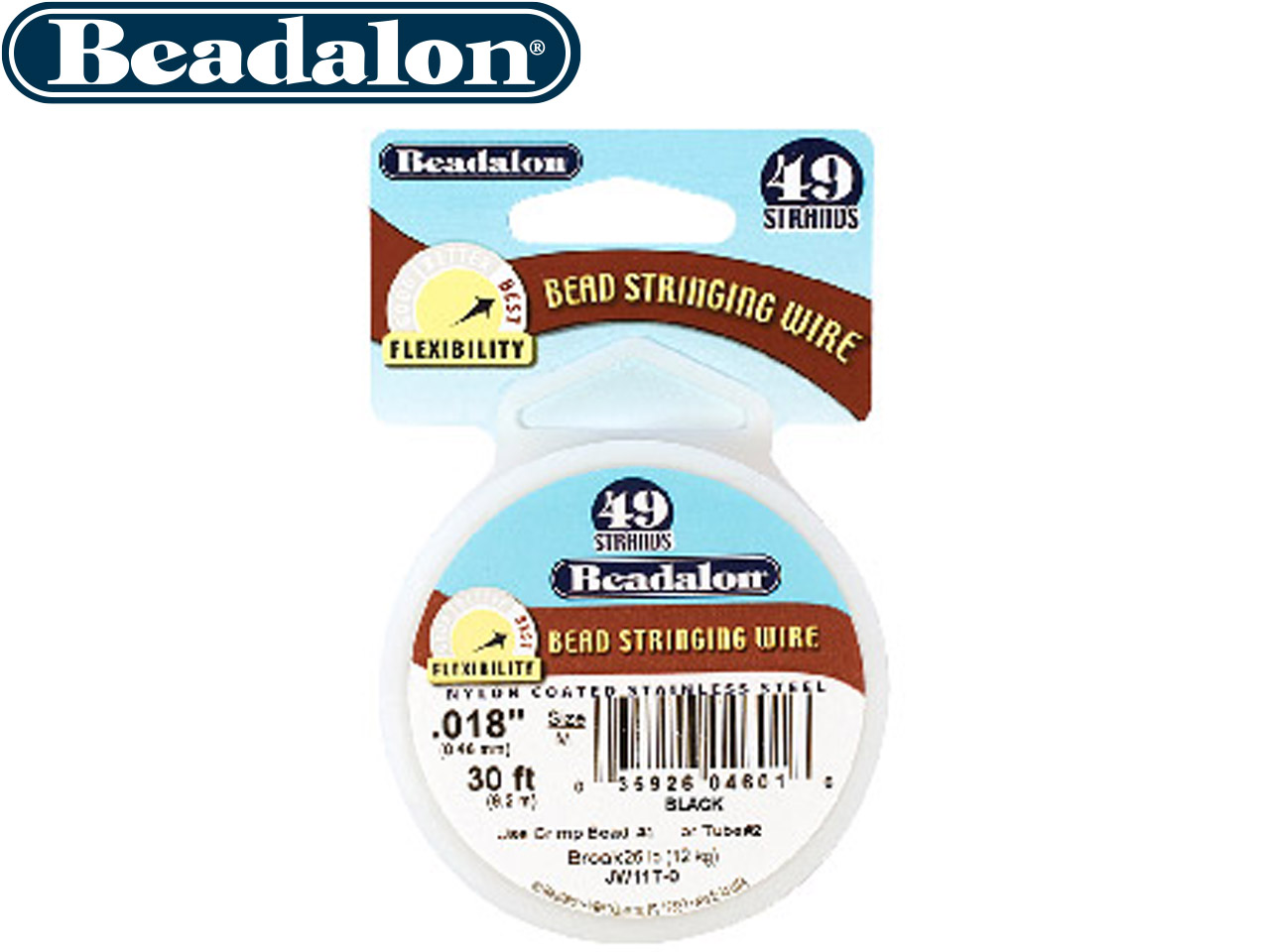 Beadalon Black, 0.46mm Thickness 49 Strands , 9.2 Metres 30ft Length