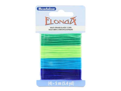 Beadalon Elonga Stretch Cord, ACLS, Green,  Lime, Medium Blue, Blue ,   0.7mm X 5m Each
