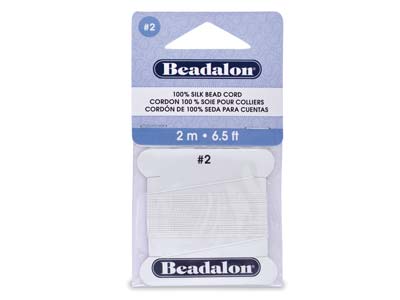 Beadalon White Silk Thread With    Needle, Size 2 0.45mm 2m Length