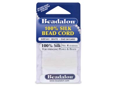 Beadalon White Silk Thread With    Needle, Size 4 0.60mm 2m Length