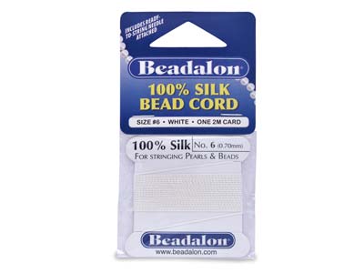 Beadalon White Silk Thread With    Needle, Size 6 0.70mm 2m Length