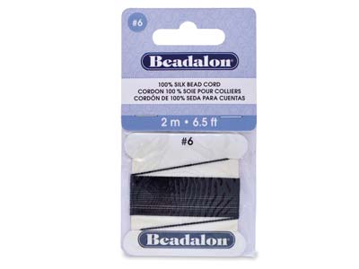 Beadalon Black Silk Thread With    Needle, Size 6 0.70mm 2m Length