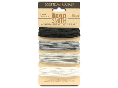 Beadsmith Natural Elements, Hemp   Cord, 4 Colour, Onyx, 1.0mm