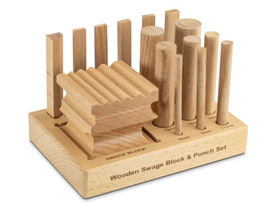 Wooden Swage Block And 14 Shaping  Punches - Standard Image - 1