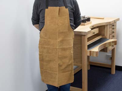 Heavy Duty Genuine Suede Leather   Apron With Four Pockets And Waist  Tie - Standard Image - 2