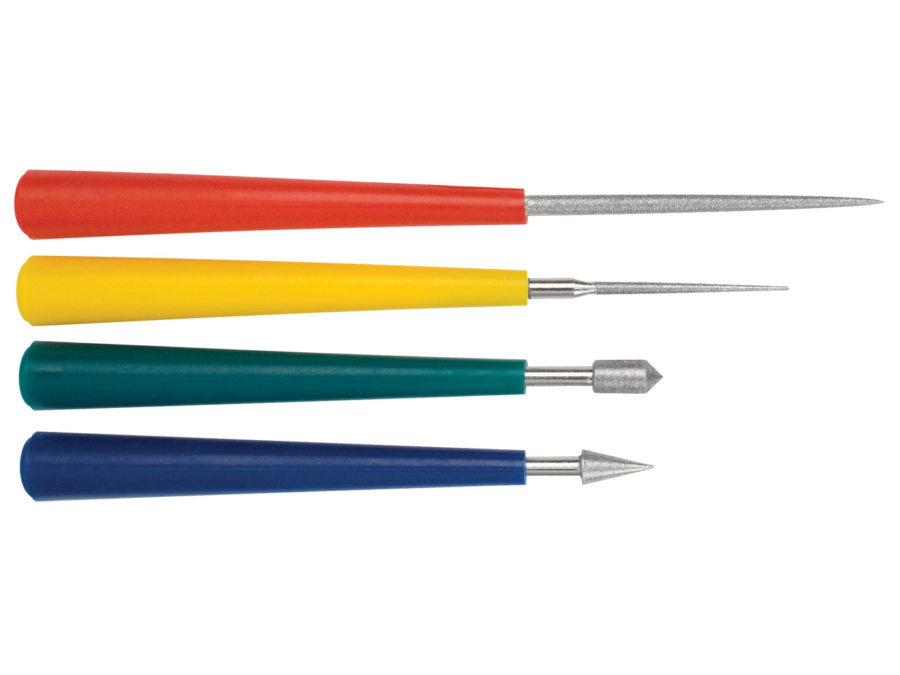 Set Of 4 Diamond Reamer / Broachers, With Plastic Handles